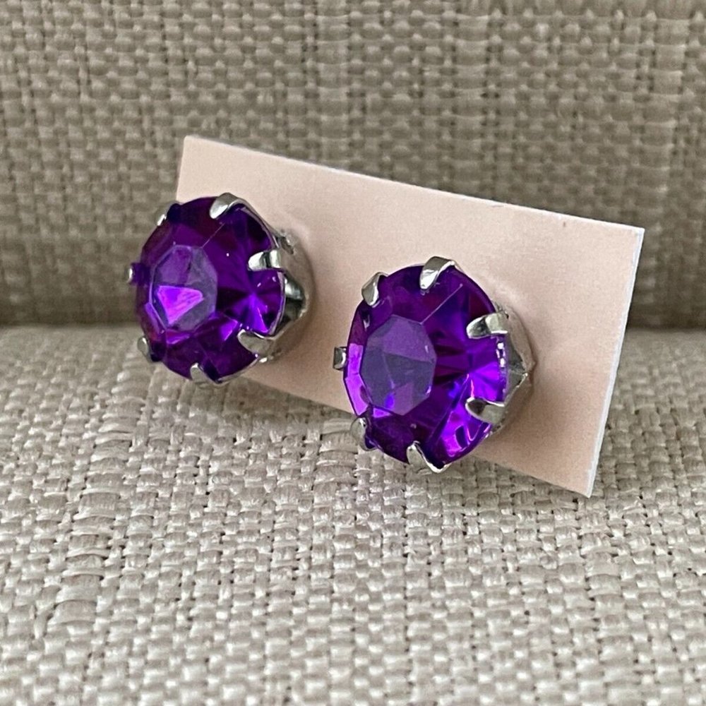 Women Stud Earrings Purple Faux Stone Fashion Ear Jewelry Earrings New - Picture 6 of 8